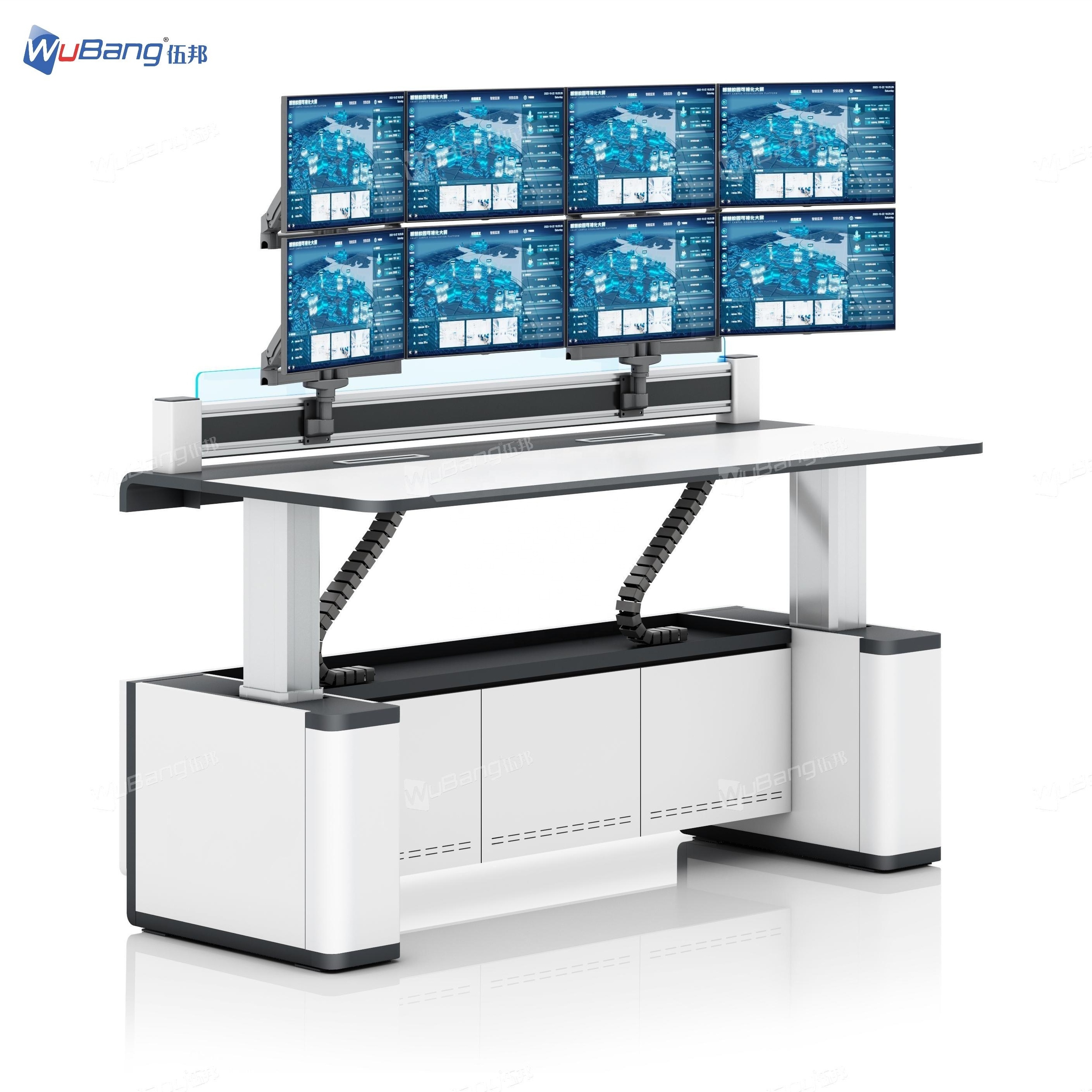 High Quality Multi-screen Height Adjustable Console For Control Room Data Room Broadcast Workstation