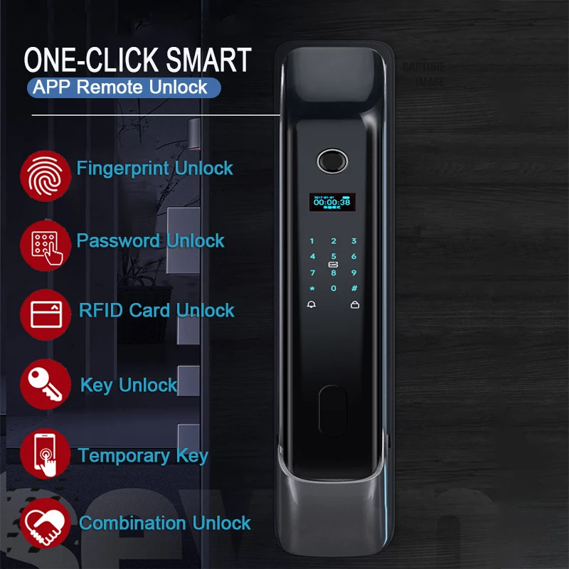 Wifi Tuya APP Remote Control Fully Automatic Smart Door Lock Temporary Password Fingerprint Password Door Lock