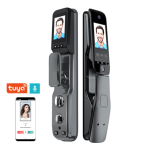 Wifi Tuya APP Control Real Time Intercom Smart Door Lock With Camera Zinc Alloy Material Dual Screen Digital Door Lock