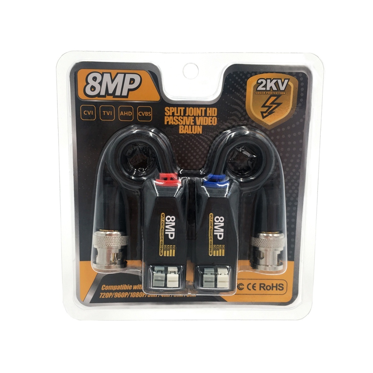 Best Quality 8MP Passive POC Video Balun CCTV RJ45 To BNC Balun HD-CVI/TVI/AHD Video Baluns