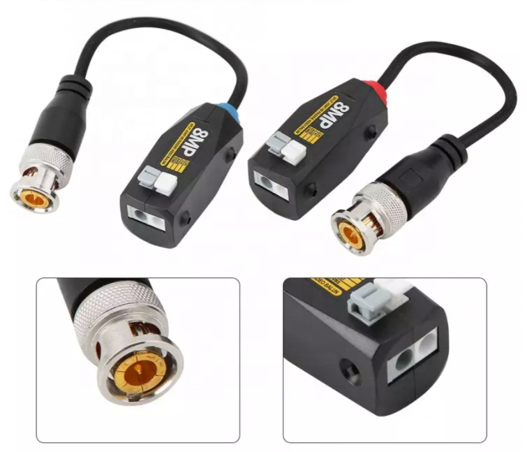 8MP Single Channel Split Joint HD RJ45 Video Balun Adapter Video Balum With Power