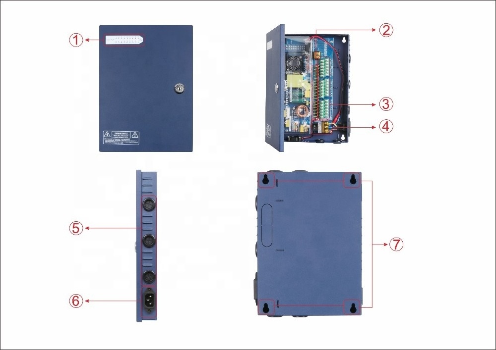 9 Channel DC12V 10A Super Slim Multiple-Way CCTV Power Supply box with battery backup