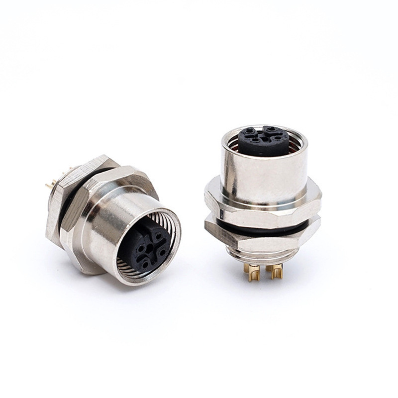 M12 flange seat sensor lighting street light 4/5/8-core waterproof connector aviation male female interface adapter