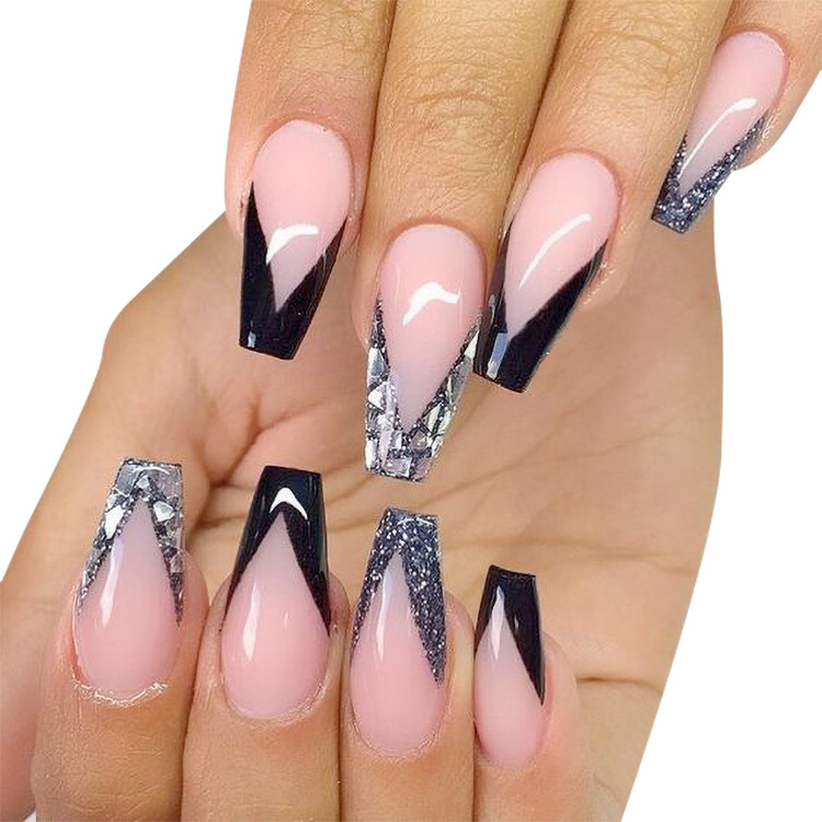 Hot Selling 100pcs Lady French Acrylic Style Artificial Full Tips False Nails for Art Nail