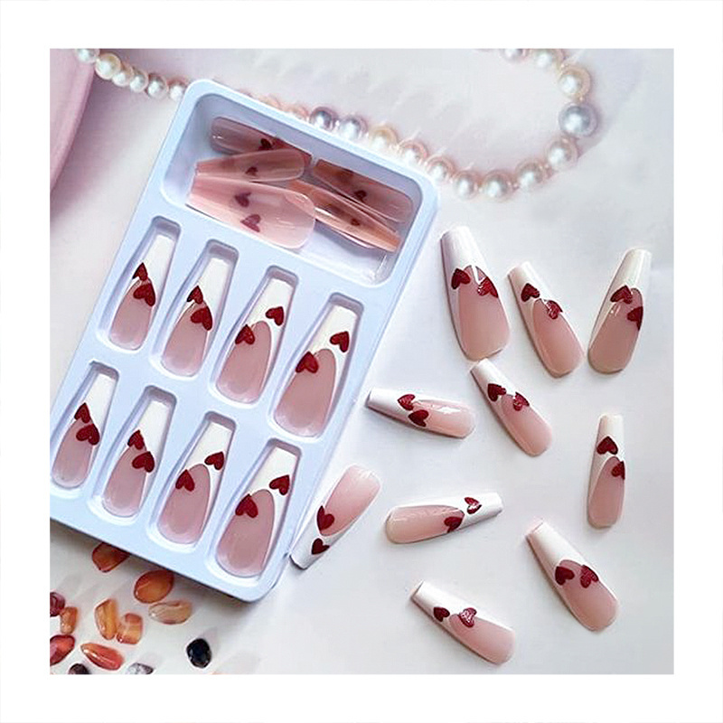 New Arrival Grey color 24pcs fake nails OEM custom coffin false nai glitter artificial fingernails customized press on nails