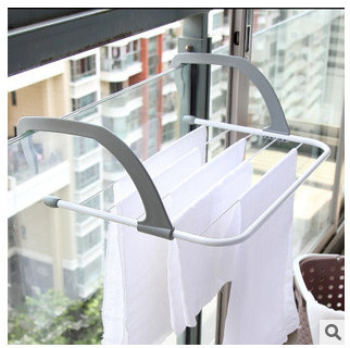 Household foldable iron pipe drying shoe rack balcony window towel diaper hanging rack