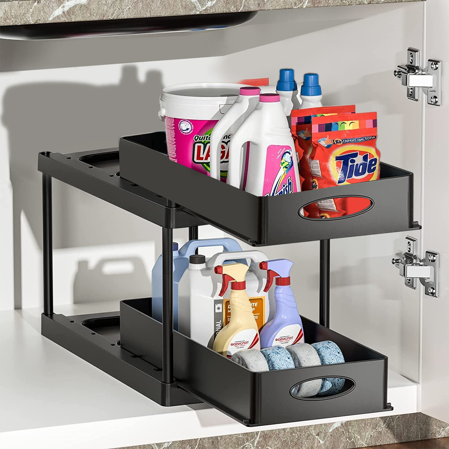 Storage Black White Under Kitchen Sink Organizers And Storage 2 Tier Under Sink Organizer