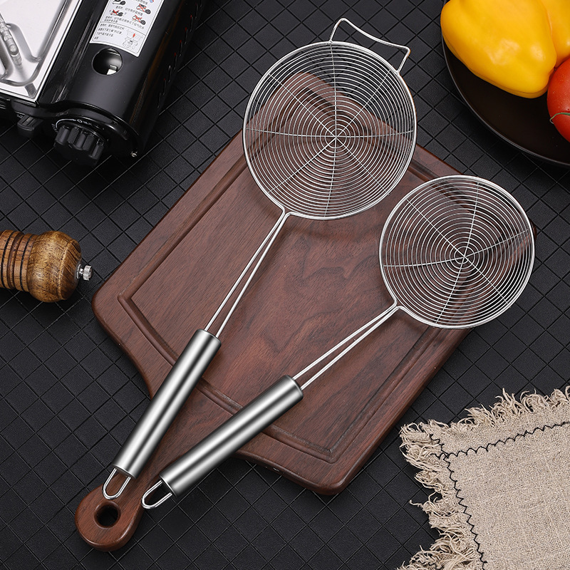 15-inch Stainless Steel Skimmer Spider Strainer Excellent Frying Ladle Funnel And Filter Stainless Steel Cooking Spoon Wire Mesh