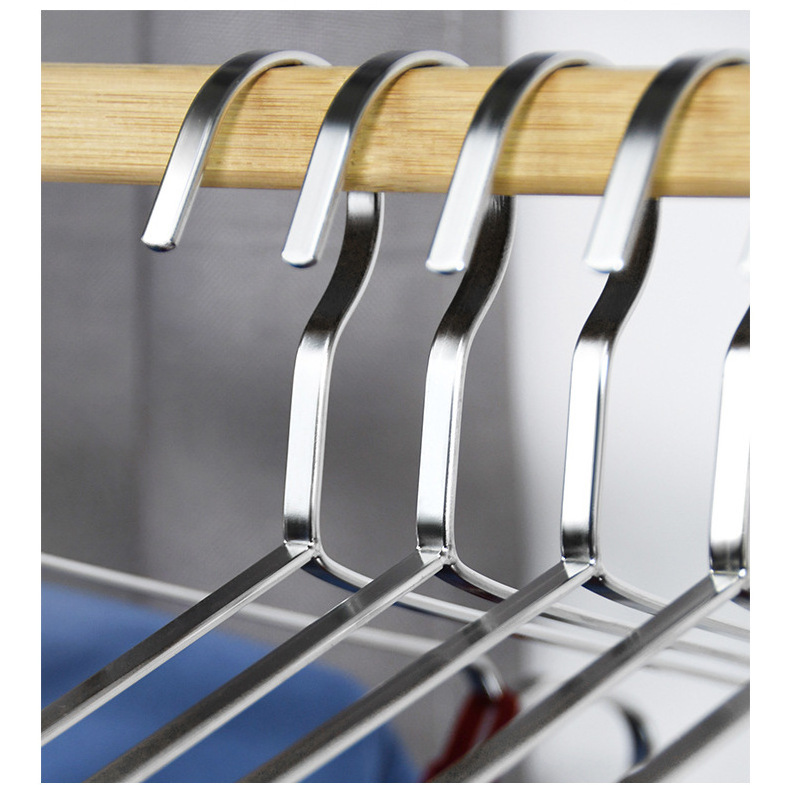 Stainless Steel Metal Hangers For Cloths Household Clothes Hanger Coat Suit Shirt Hanger With Antislip Notch