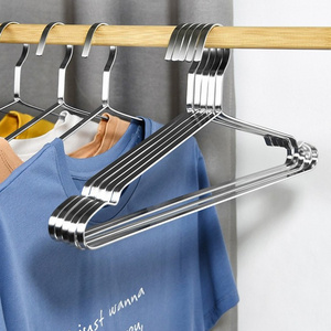 Stainless Steel Metal Hangers For Cloths Household Clothes Hanger Coat Suit Shirt Hanger With Antislip Notch