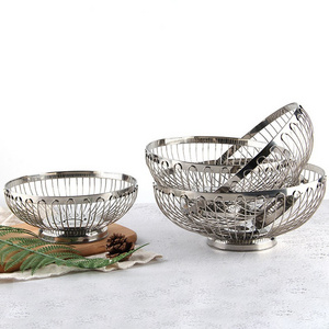 Kitchen Big Size Stainless Steel Metal Wire Colander Fruit Basket Bread Basket