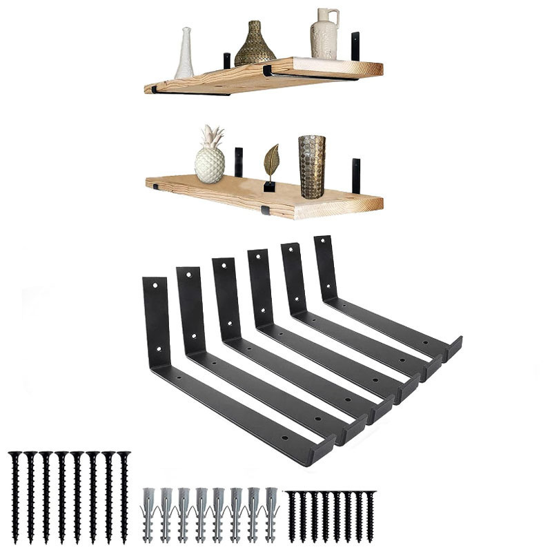 L Shelf Bracket Heavy Duty Diy Open Shelving Hardware Included Rustic Iron Metal Scaffold Black Wall Floating Shelf Brackets