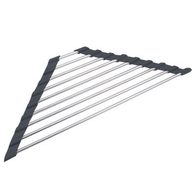 Roll Up Folding Stainless Steel Triangle Dish Drying Rack Dish Drainer Mat for Kitchen Sink Corner