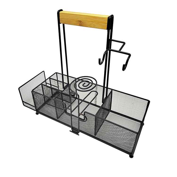 Metal Storage Basket Grill Caddy and Grill Utensil Caddy with Large BBQ Utensil BBQ Rack Quick