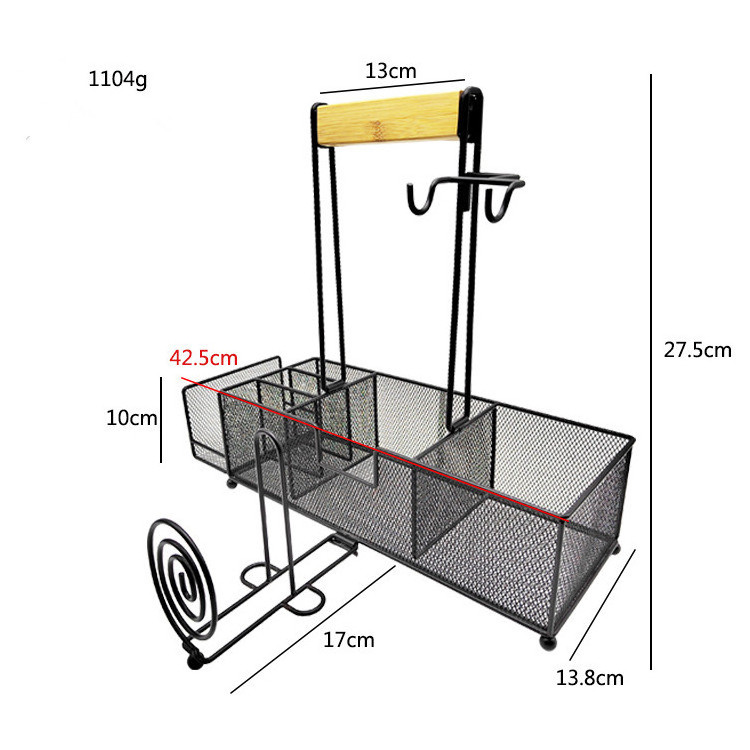 Metal Storage Basket Grill Caddy and Grill Utensil Caddy with Large BBQ Utensil BBQ Rack Quick