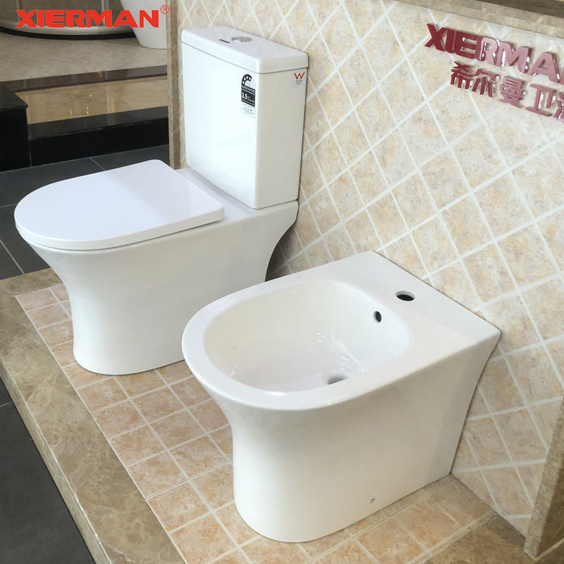 watermark CE Europe sanitaryware New Design Product modern seat two pieces ceramic toilet