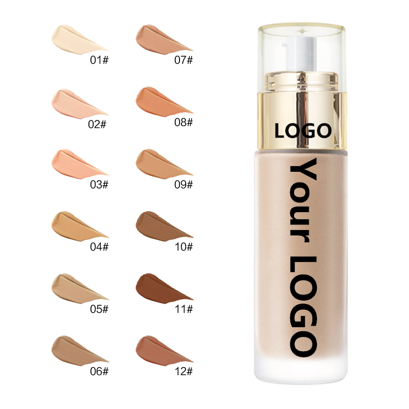 Custom Private Label Foundation Base Makeup Face Concealer Cream Brighten Makeup Waterproof Natural Liquid Foundation