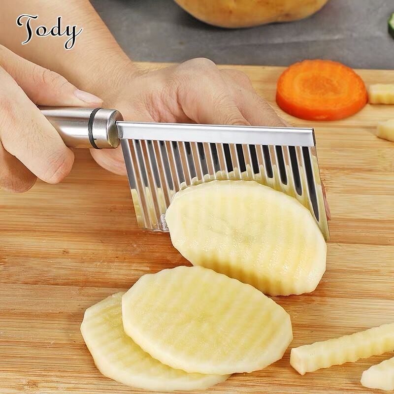 Stainless steel 430 French Fry Cutter Corrugated Cutting Knife Potato Slicer Onion Slicer Wavy Cutter with Hook