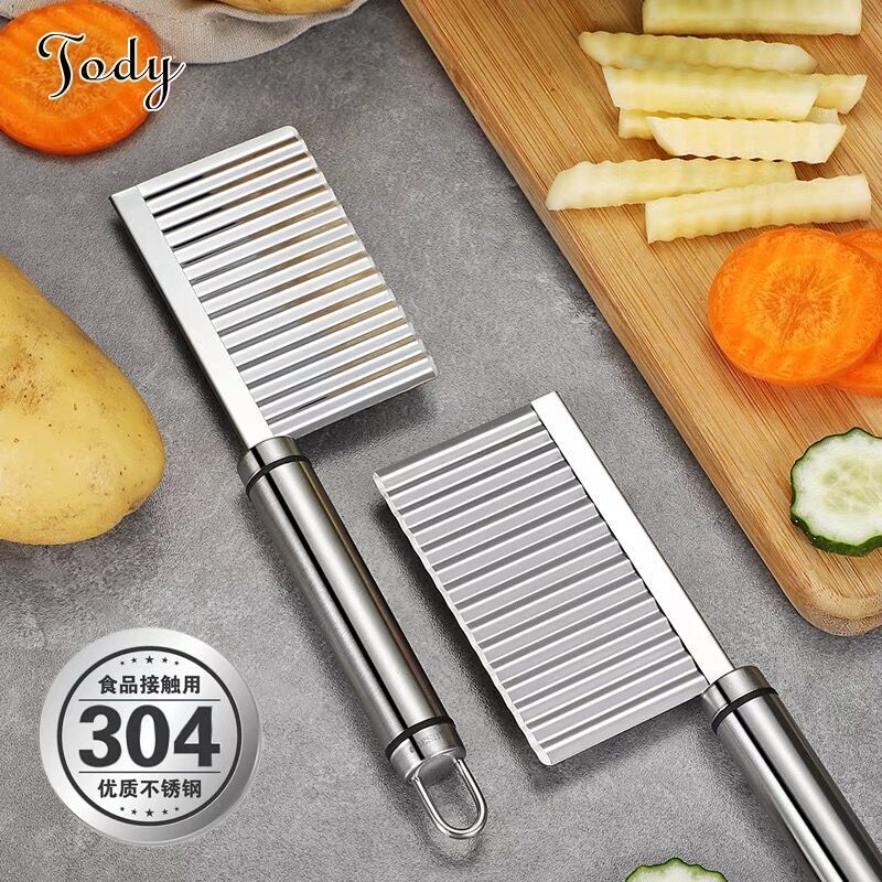 Stainless steel 430 French Fry Cutter Corrugated Cutting Knife Potato Slicer Onion Slicer Wavy Cutter with Hook