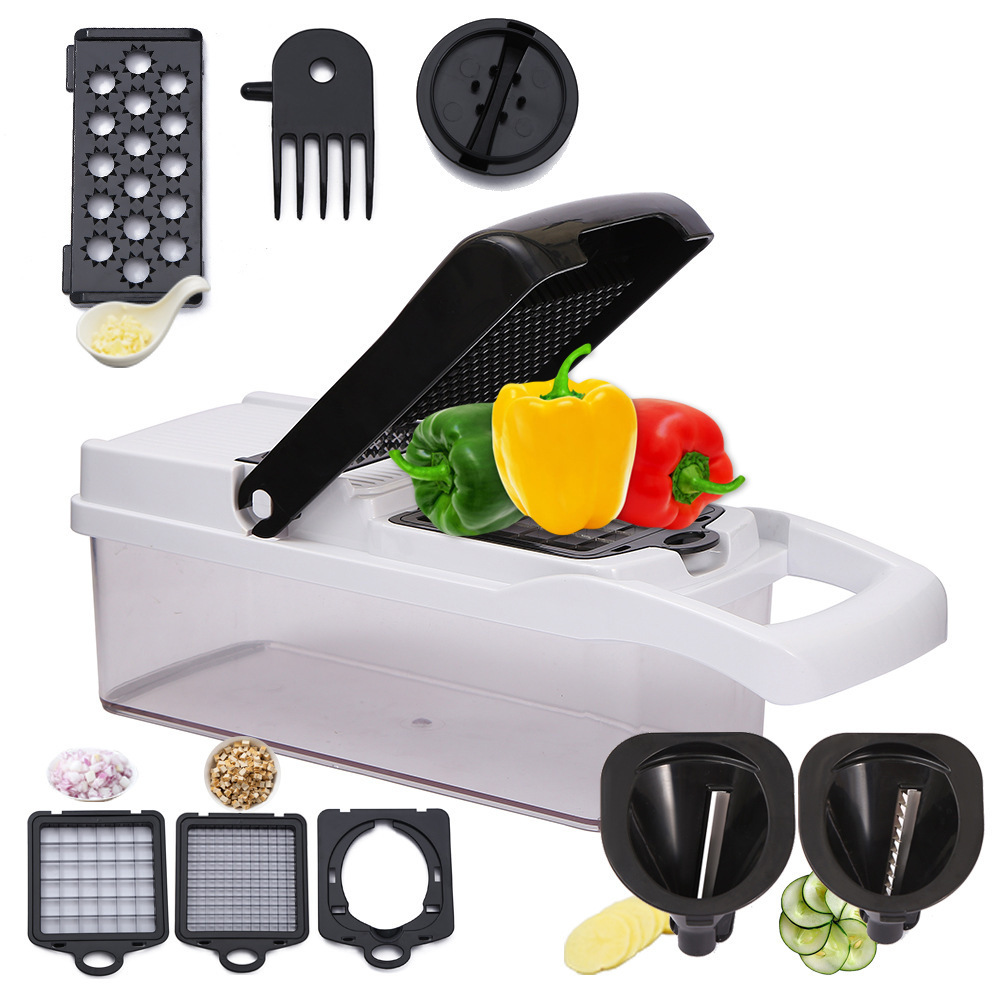 Food grade black white abs Vegetable Chopper Spiralizer Slicer Onion Chopper with Container Pro Food Chopper Slicer Dicer Cutter