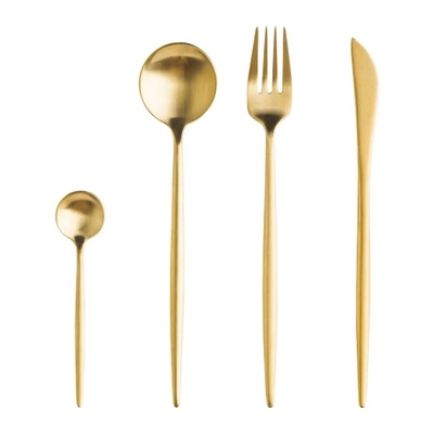 Nice and Elegant Dishwash Safe Stainless Steel Titanium Matte Wedding Gold Cutlery