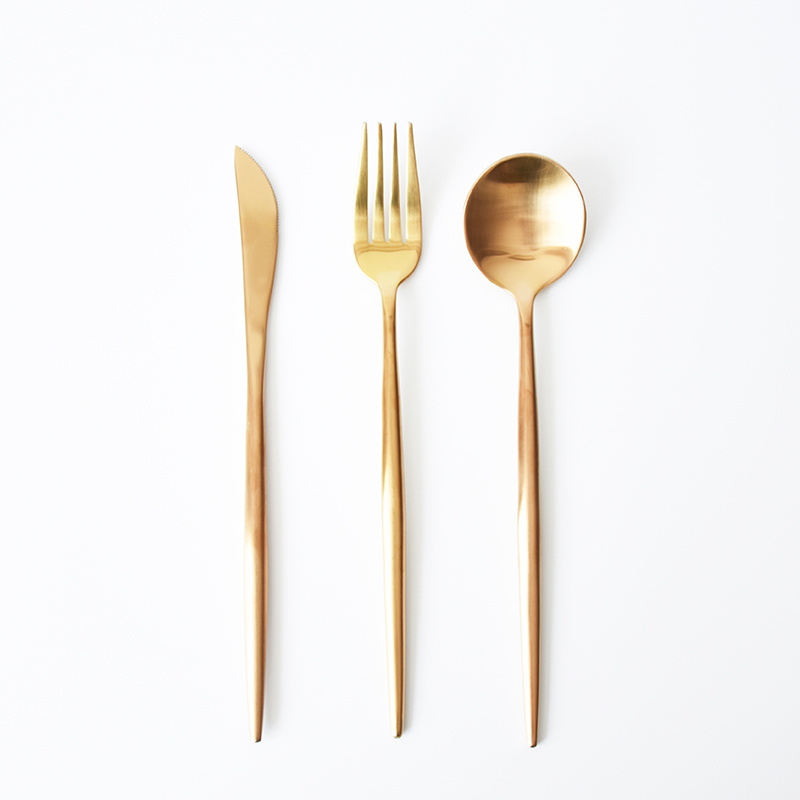 Nice and Elegant Dishwash Safe Stainless Steel Titanium Matte Wedding Gold Cutlery