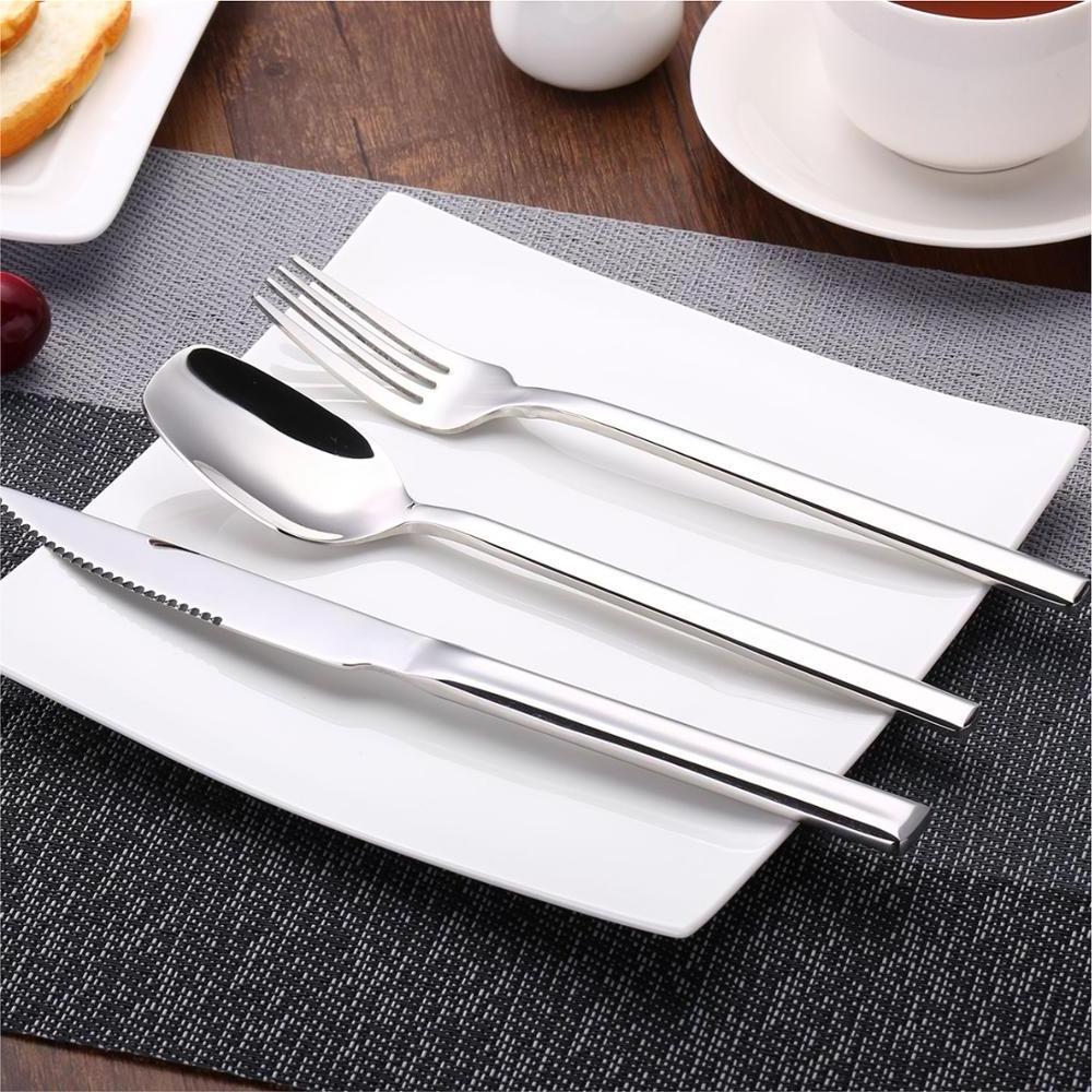 Western Germany Design Square Handle 4pcs Stainless steel 18/10 Spoon Fork Silverware Dinnerware Set