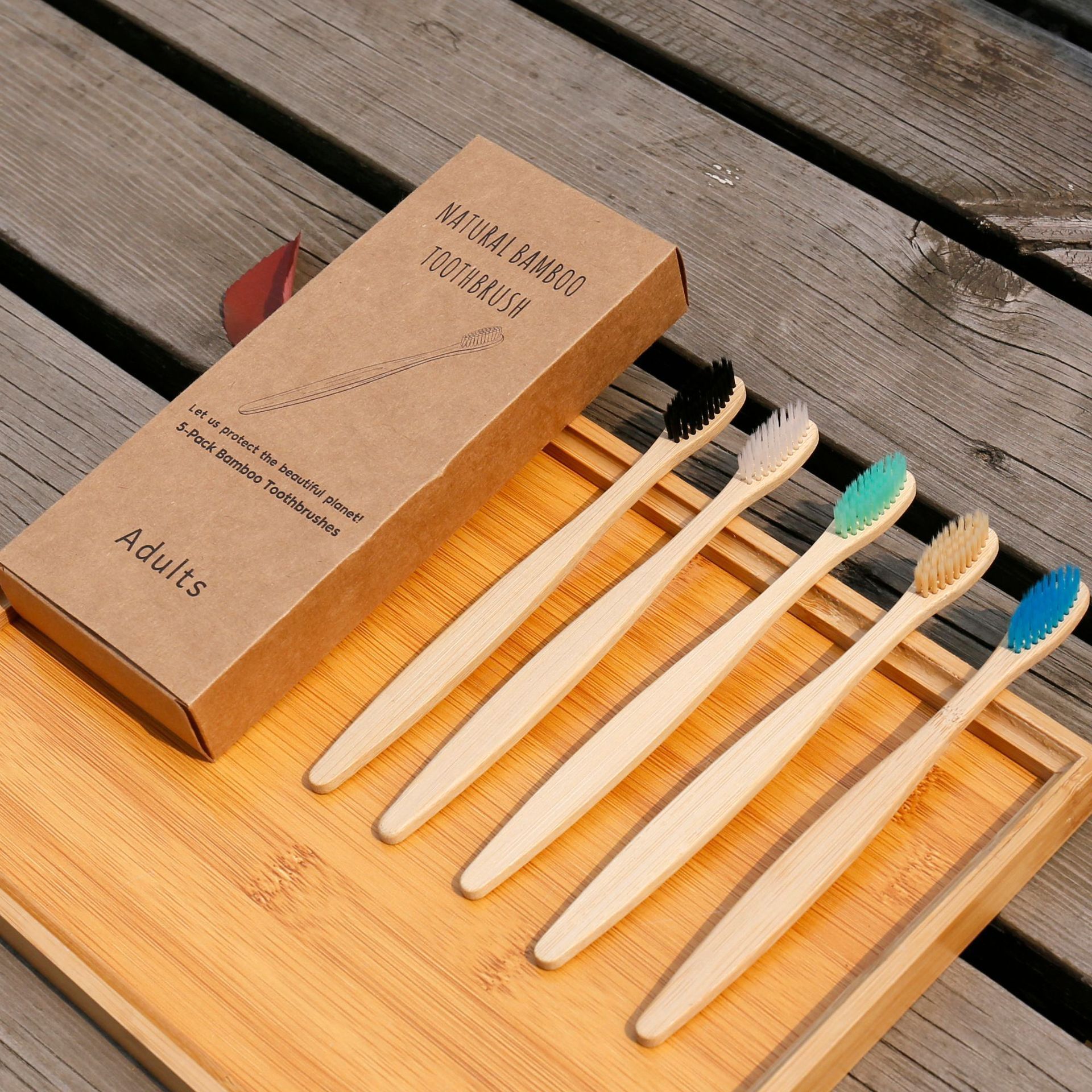 100% Natural Charcoad Toothbrush with Soft Nylon Bristles Bamboo Toothbrush