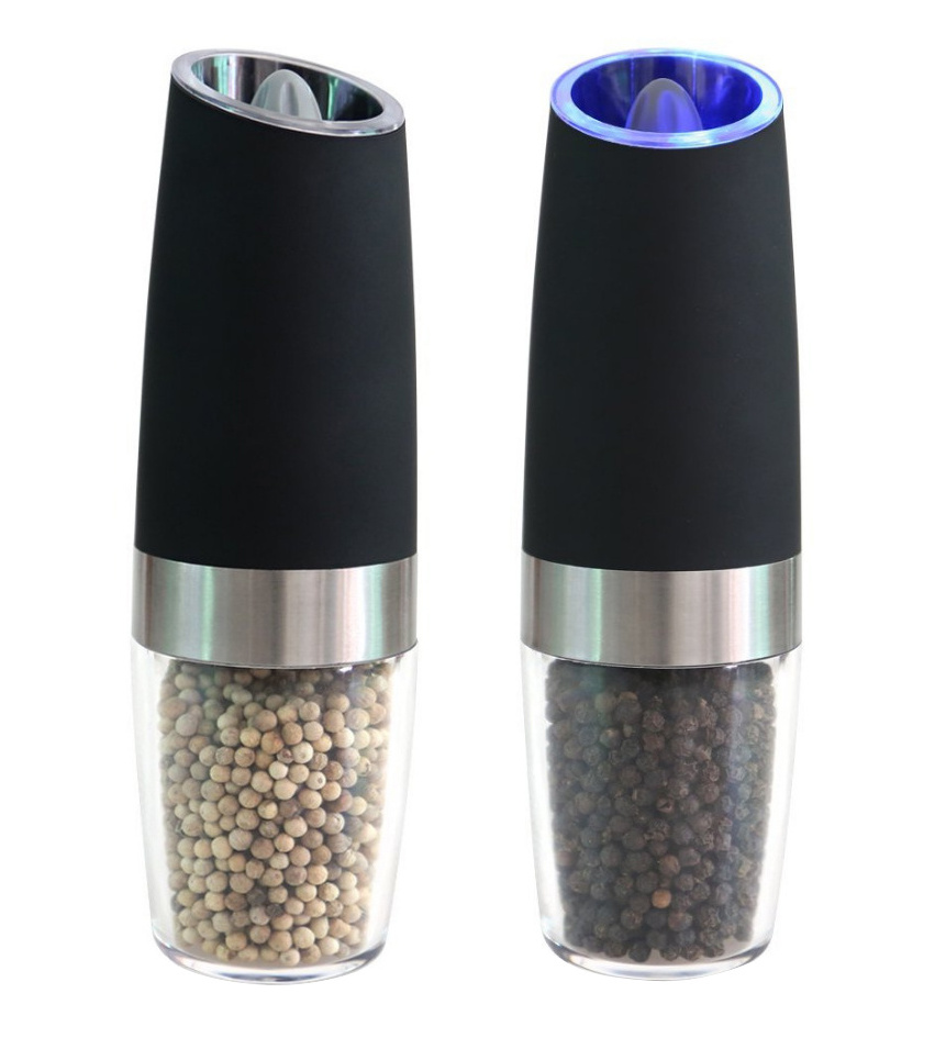 CE Rohs  Automatic Rechargeable USB manual Spic gravity salt pepper Jar Grinder Electric Mill Grinder with blue light