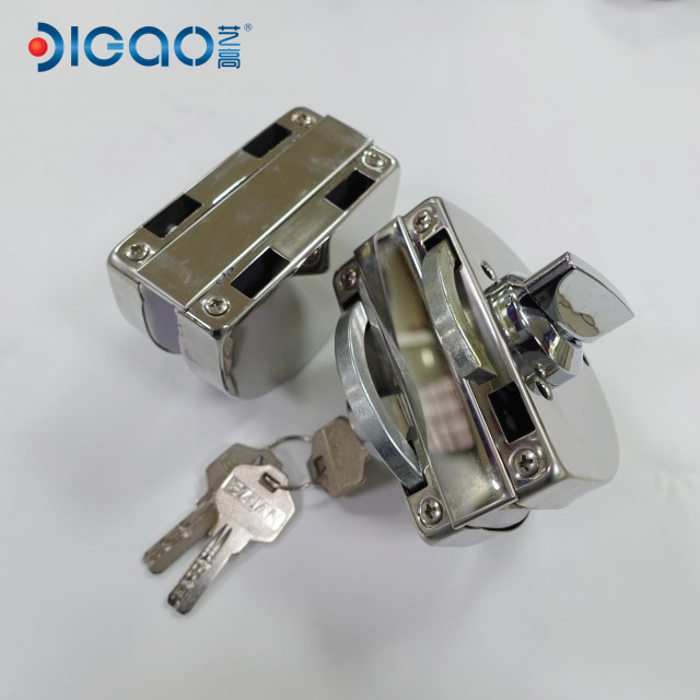 Bathroom Lock No Drilling Stainless Steel Double Glass Door Lock