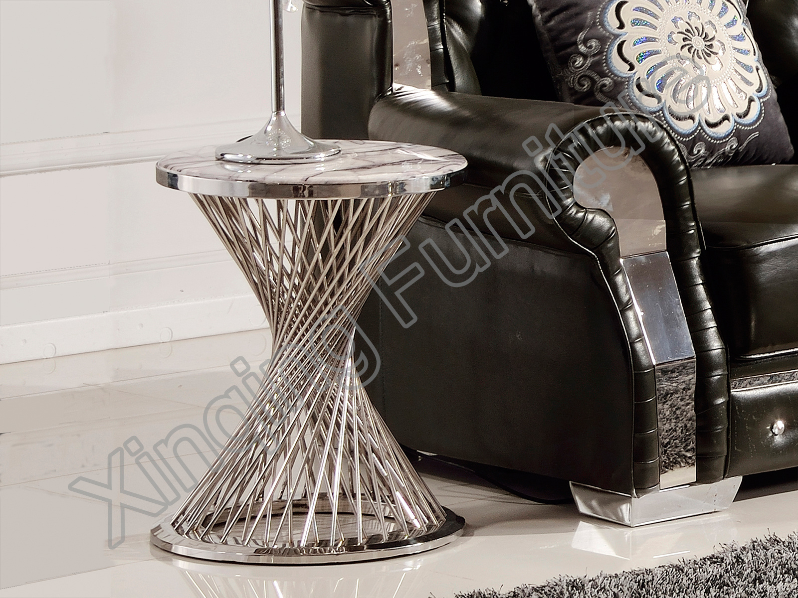 hot sale design stainless steel marble top side end table