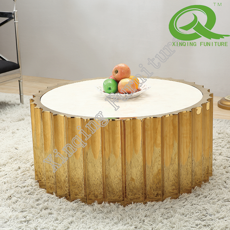 Modern Tempered Glass Stainless Steel Coffee Table