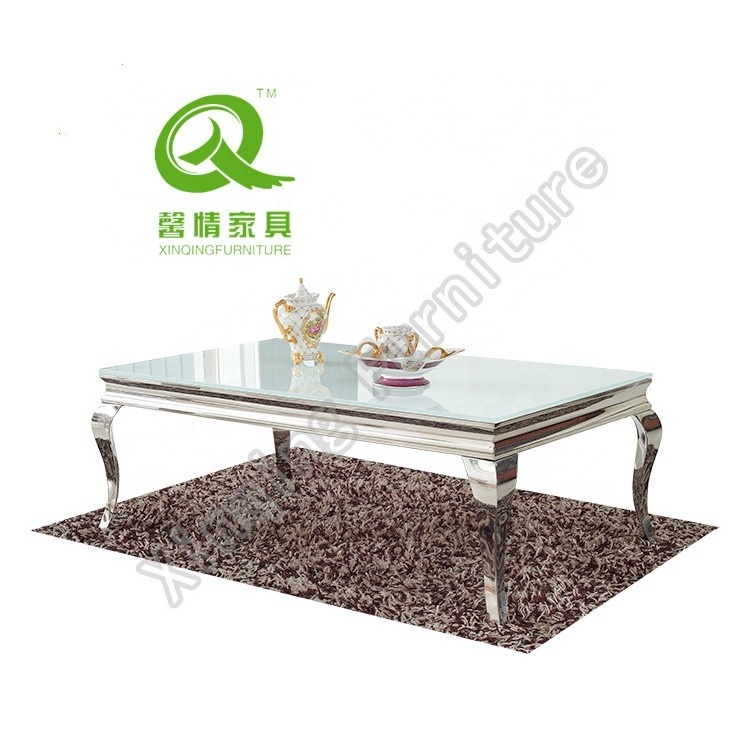 Modern Tempered Glass Stainless Steel Coffee Table