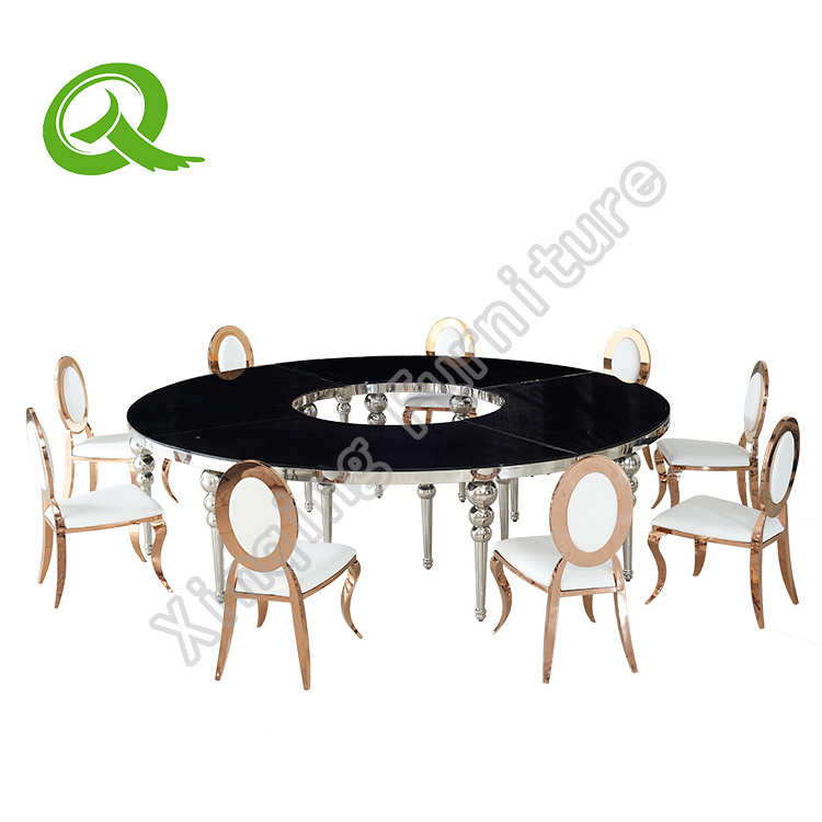 Wholesale Big Round Extra Large Seats Tempered Glass Italian Marble Dining Table TH405