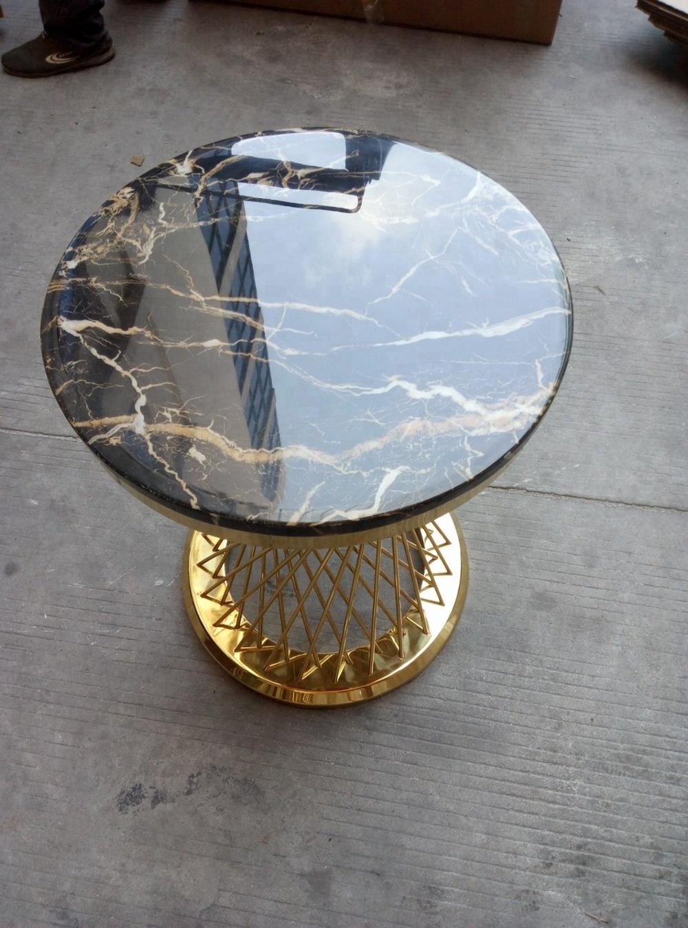 hot sale design stainless steel marble top side end table