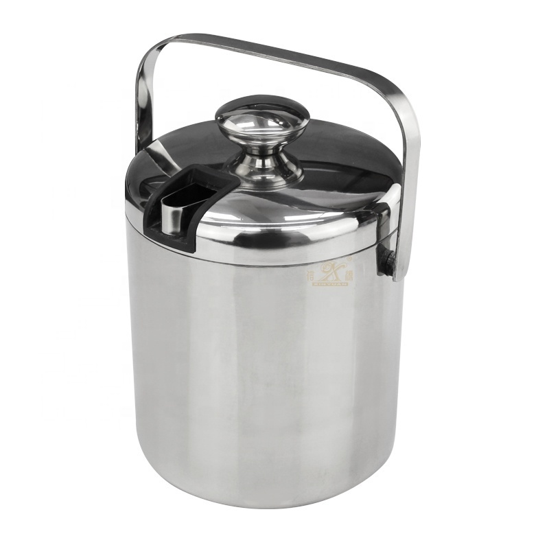 Ice bucket Stainless Steel Double Wall Insulated Metal Big Stainless Steel Copper Buckets Cooler Round ice bucket