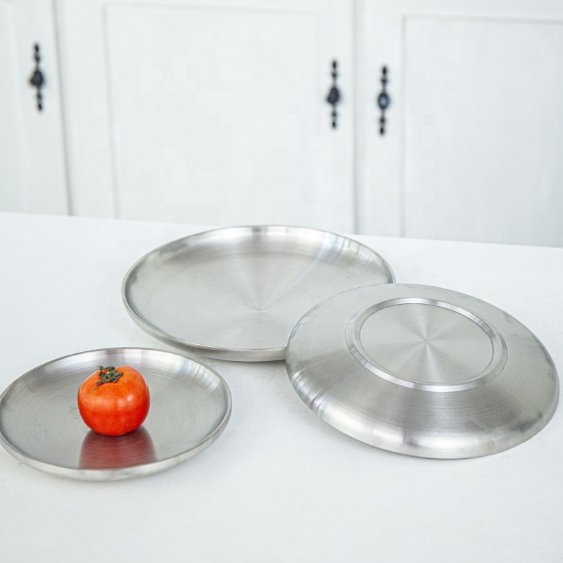 Round tray High quality Factory price kitchen stainless steel China dinner plates sets dinnerware round food tray