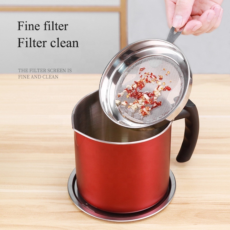 Stainless Steel Oil Filter Pot High Quality oil colanders pot With Strainer Plate Oil Strainer Pot Grease Cup For Storing Frying