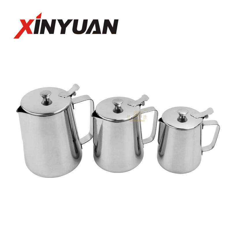 Manufacturer OEM stainless steel sharp spout  milk frother pitcher milk jug  with lid