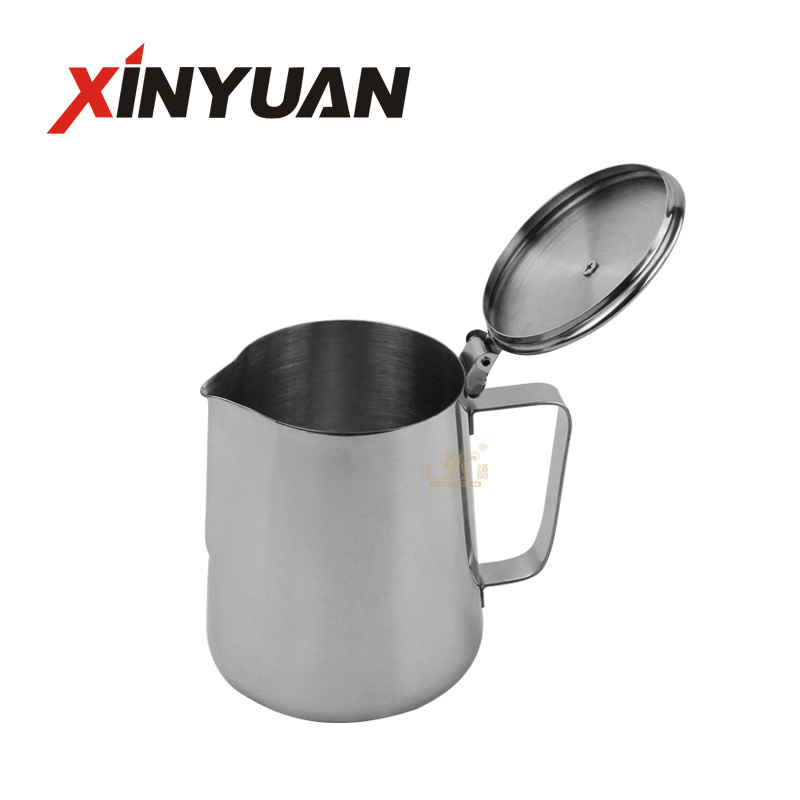 Manufacturer OEM stainless steel sharp spout  milk frother pitcher milk jug  with lid