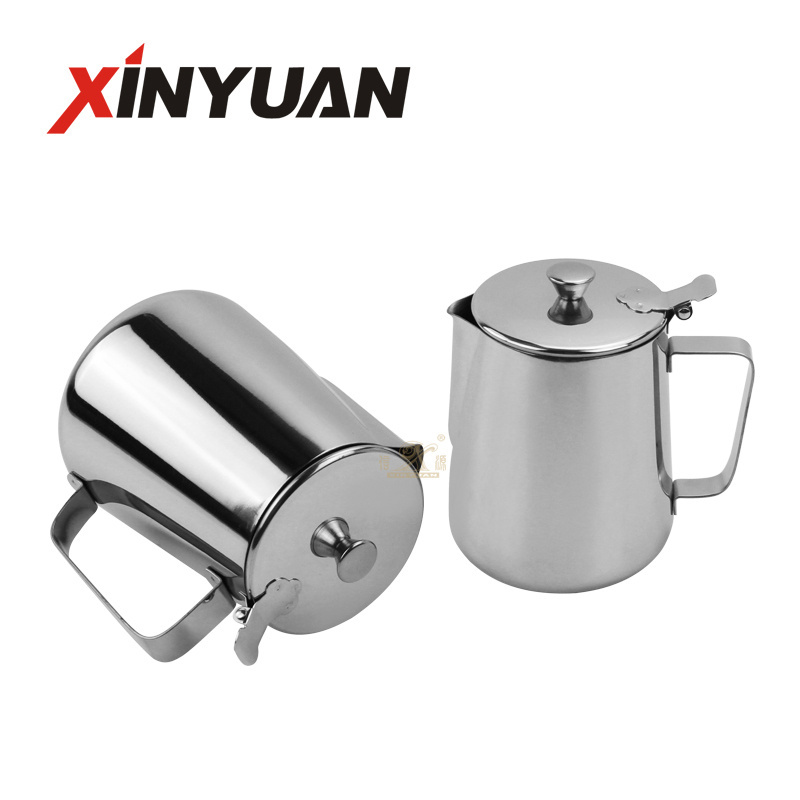 Manufacturer OEM stainless steel sharp spout  milk frother pitcher milk jug  with lid