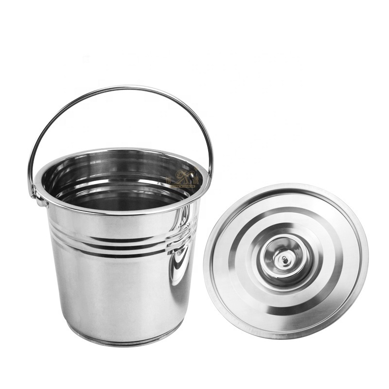 Stainless steel metal pail Multifunction Commercial Portable food grade custom stainless steel milk metal pail