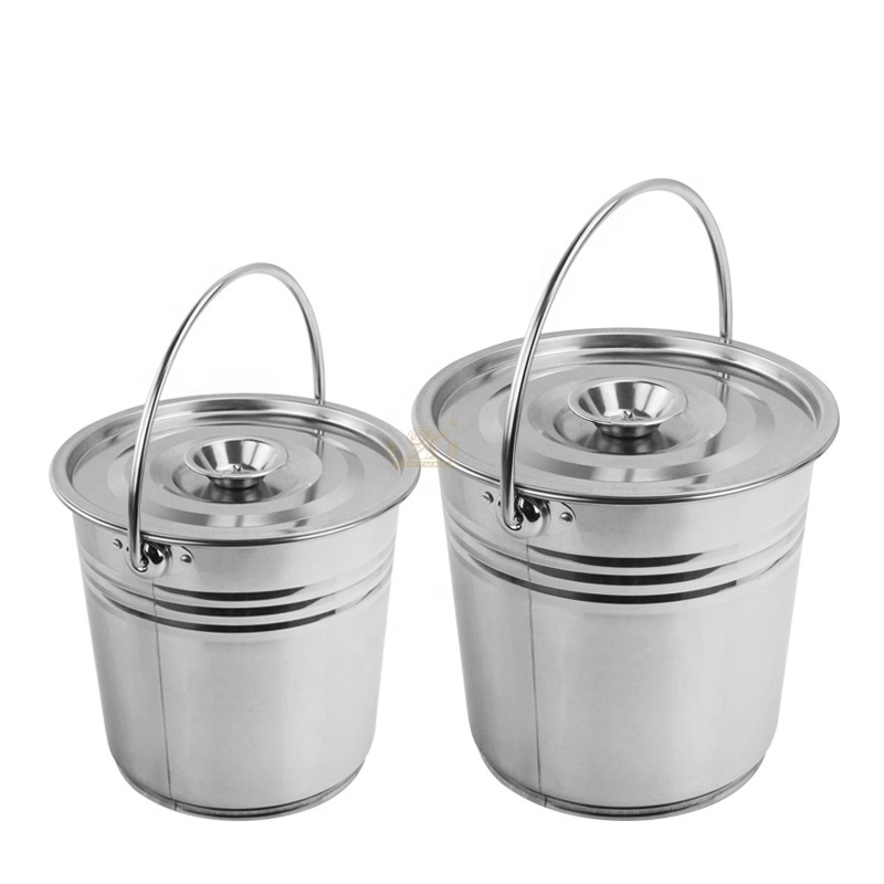 Stainless steel metal pail Multifunction Commercial Portable food grade custom stainless steel milk metal pail