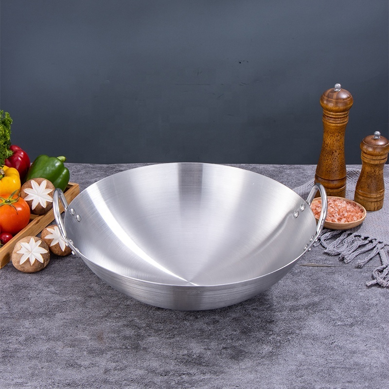 Factory outlet Promotion stainless steel Chinese wok pan with lid and wok box stainless steel Korean wok