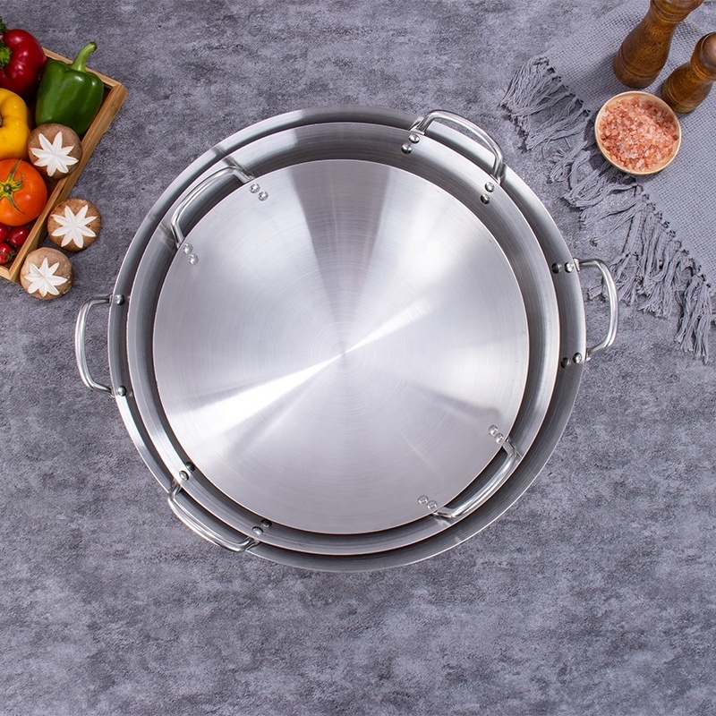 Factory outlet Promotion stainless steel Chinese wok pan with lid and wok box stainless steel Korean wok