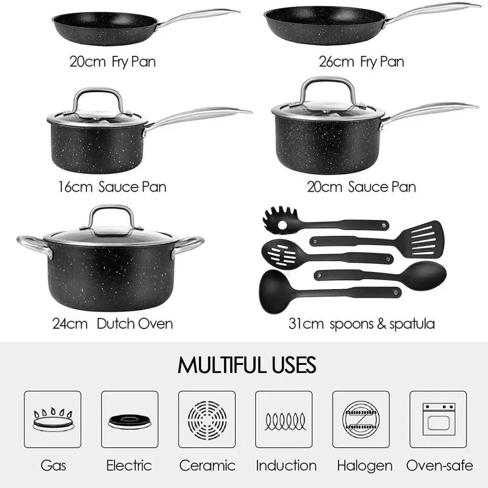 Aluminum Alloy Sarten Non-Stick Coating Durable Potsand Cookware Polish Finished Cooking Pots And Pan Sets