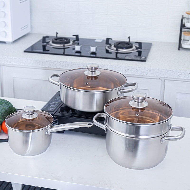 Stainless Steel Pots Indian Aluminium Large Set Non Stick Kitchen Clay Coking Cookware Set Nonstick High Quality Big Cooking Pot