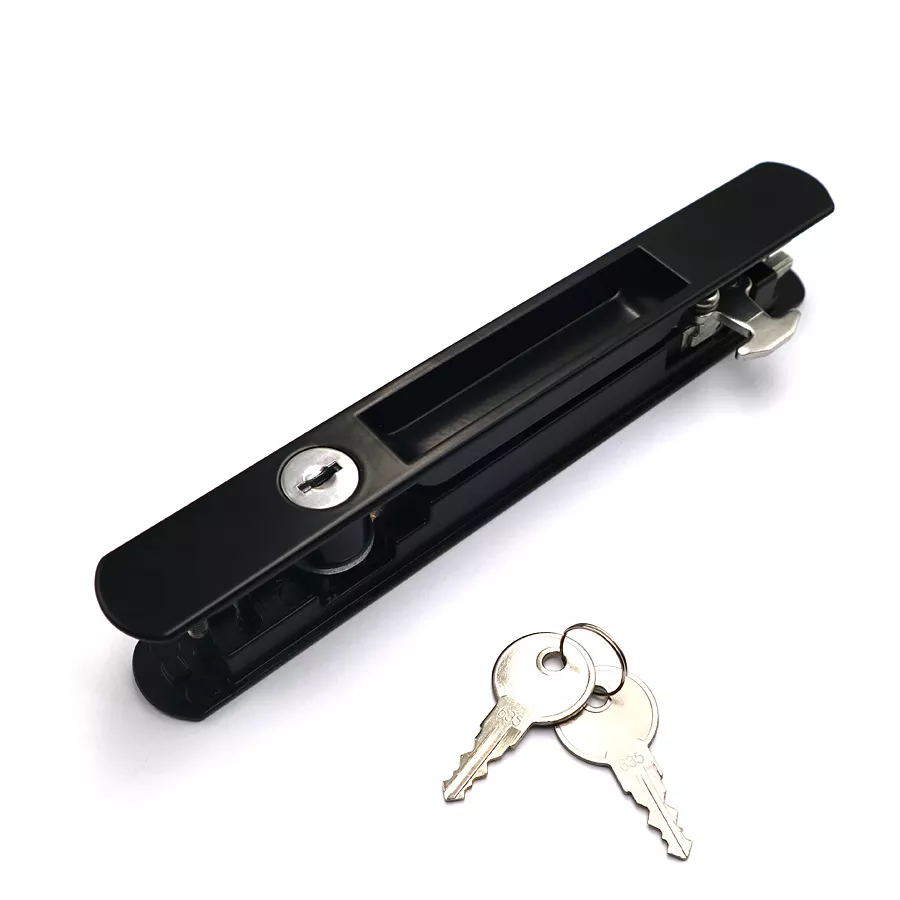 Modern Windows Accessories Double Side Zinc Alloy Sliding Door Flush Hook Lock With Key