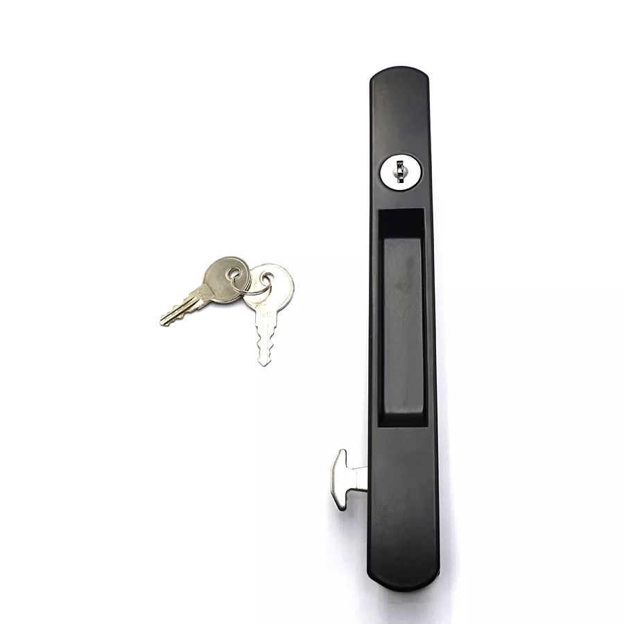 Modern Windows Accessories Double Side Zinc Alloy Sliding Door Flush Hook Lock With Key