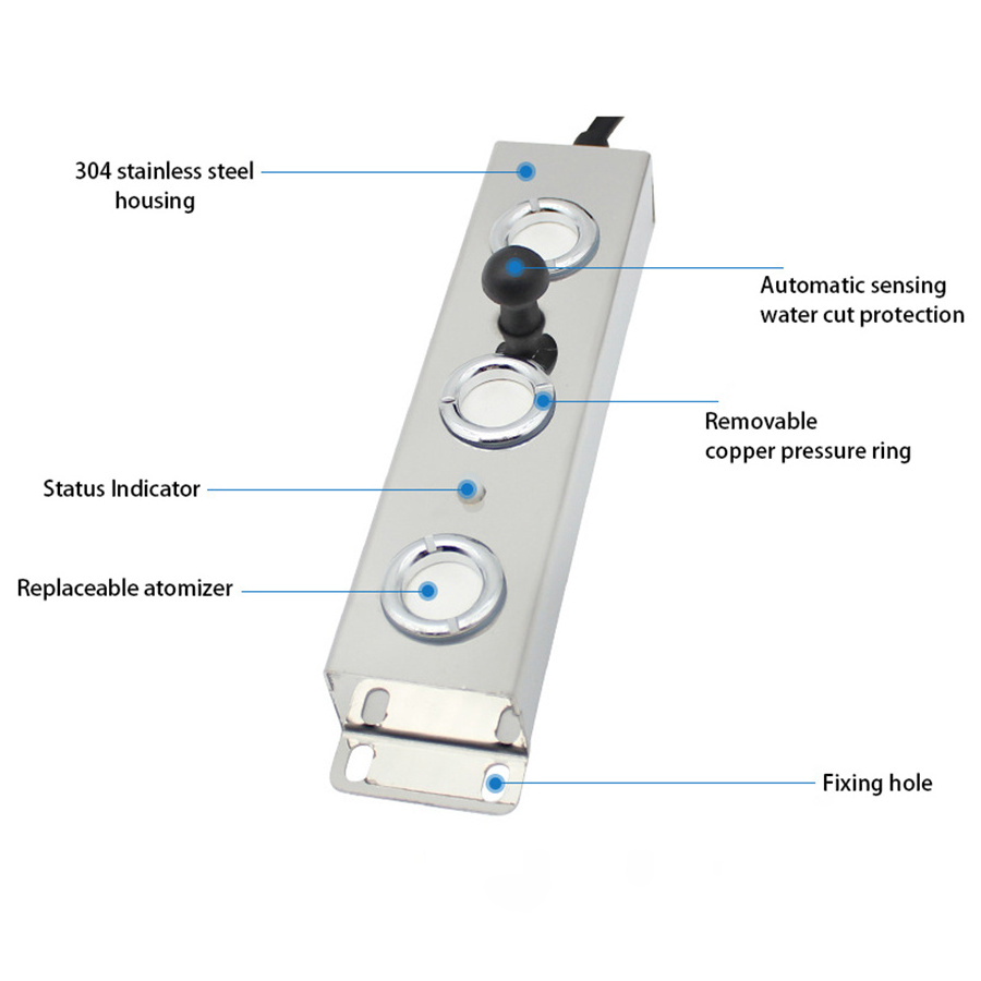 Ultrasonic humidifier atomizer 24V mini outdoor low pressure misting cooling system water fogger mist maker 3 head pond fogger